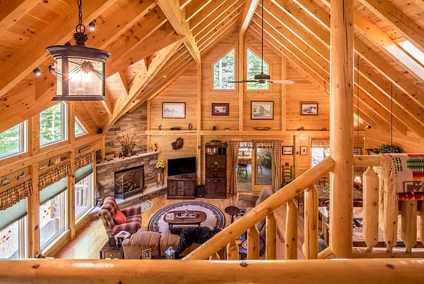 Interior of a Kathind Cedar Log Home Package