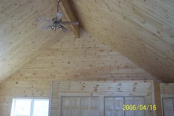 The tongue and groove pine ceiling of the Winslow home.
