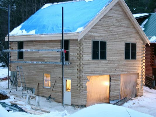 The garage of the winslow home under construction.