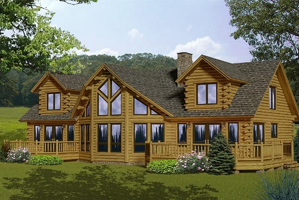Rendering of the Lakeview log home.