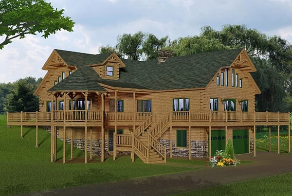 Rendering of the extreme model log home.
